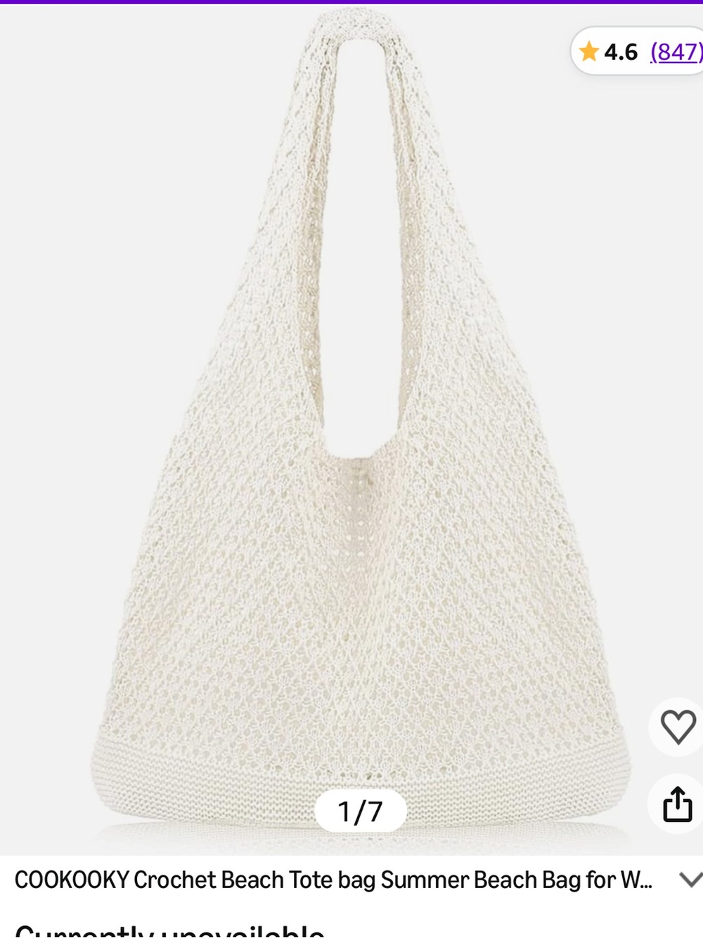 Crochet summer tote, NWOT